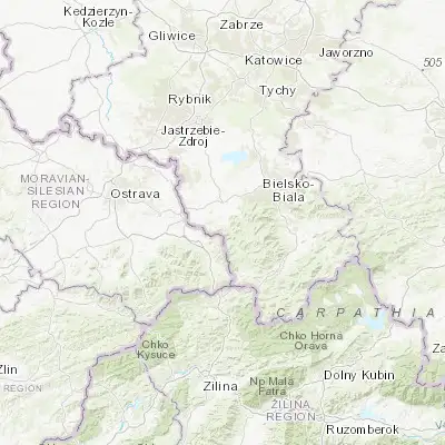 Map showing location of Ustroń (49.721530, 18.801980)