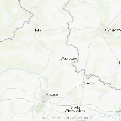 Map showing location of Wągrowiec (52.808420, 17.199610)