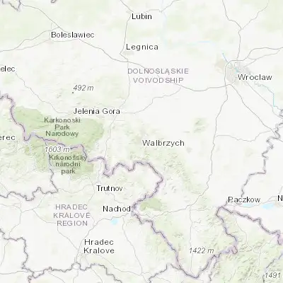 Map showing location of Wałbrzych (50.771410, 16.284320)