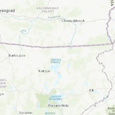 Map showing location of Węgorzewo (54.215670, 21.737200)