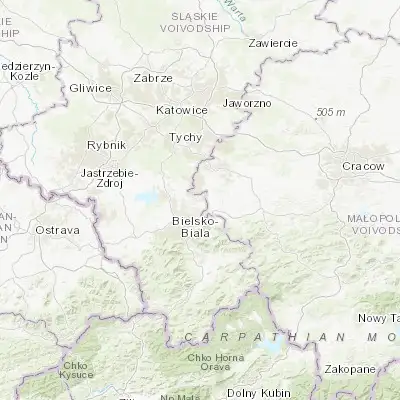 Map showing location of Wilamowice (49.917010, 19.152370)