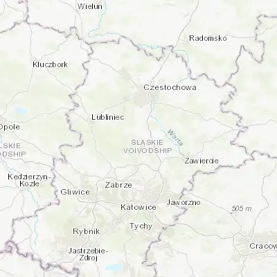Map showing location of Wożniki (50.589340, 19.059910)