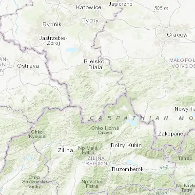 Map showing location of Żabnica (49.581390, 19.156210)