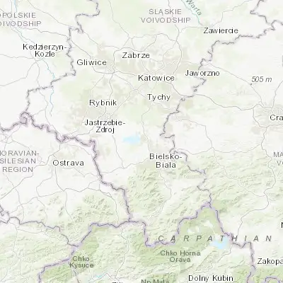 Map showing location of Zabrzeg (49.916190, 18.942920)