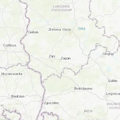 Map showing location of Żagań (51.617590, 15.314860)