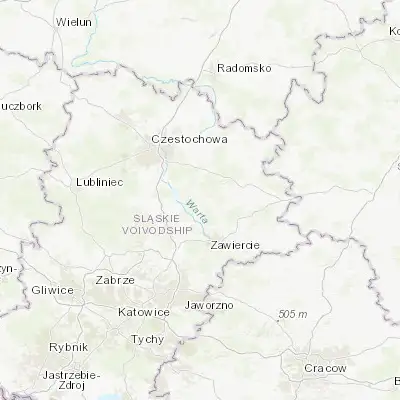Map showing location of Żarki (50.625180, 19.363570)
