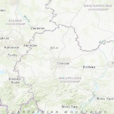 Map showing location of Zielonki (50.120910, 19.921560)