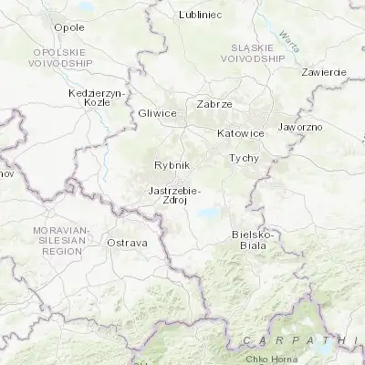 Map showing location of Żory (50.045230, 18.700620)