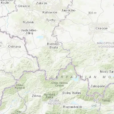 Map showing location of Żywiec (49.685290, 19.192430)