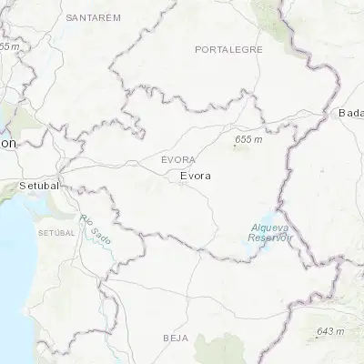 Map showing location of Évora (38.566670, -7.900000)
