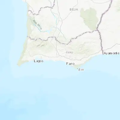 Map showing location of Olhos de Água (37.090240, -8.191680)