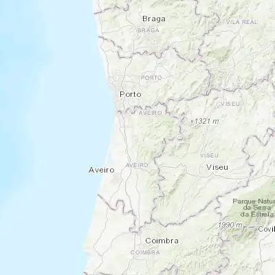 Map showing location of Vila Chã (40.866670, -8.466670)