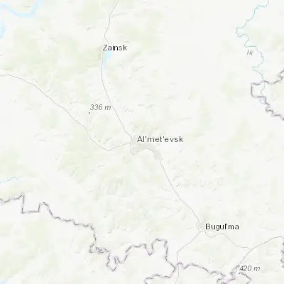 Map showing location of Al’met’yevsk (54.904420, 52.315400)