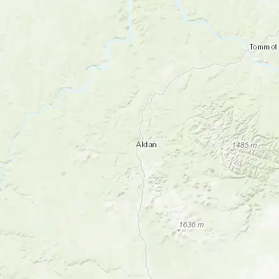 Map showing location of Aldan (58.610210, 125.396130)