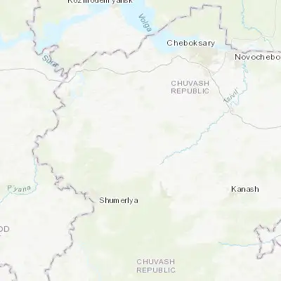 Map showing location of Alikovo (55.738270, 46.754930)