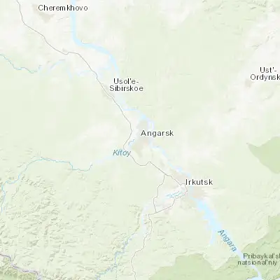 Map showing location of Angarsk (52.536670, 103.886390)