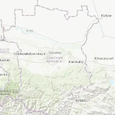 Map showing location of Argun (43.297130, 45.874540)