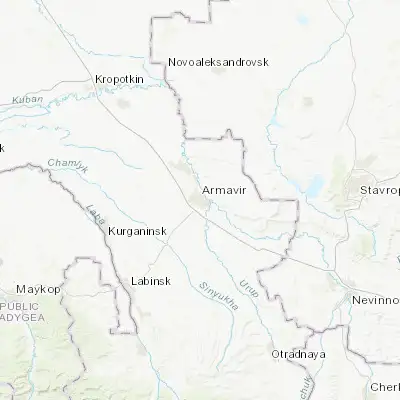 Map showing location of Armavir (44.989200, 41.123400)
