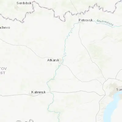 Map showing location of Atkarsk (51.871850, 45.007750)
