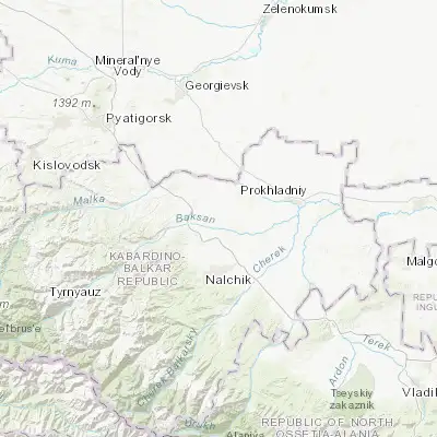 Map showing location of Baksanenok (43.689720, 43.654720)
