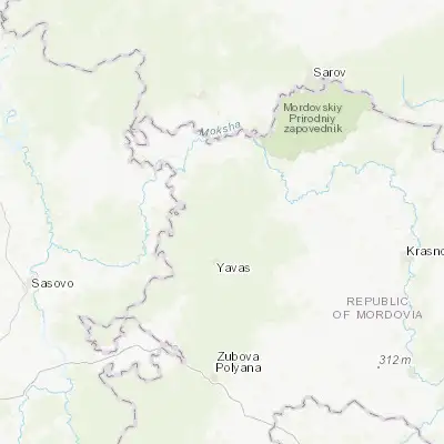 Map showing location of Barashevo (54.532500, 42.879170)