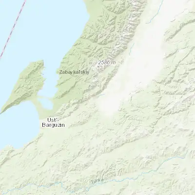 Map showing location of Barguzin (53.618750, 109.639040)