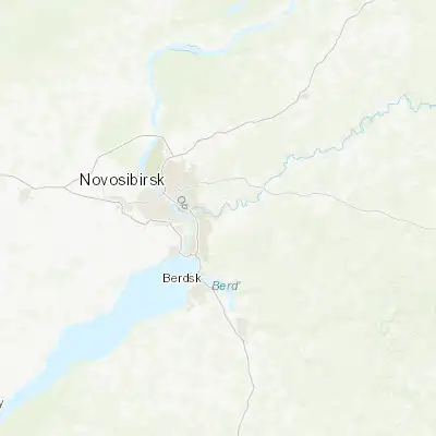 Map showing location of Baryshevo (54.956400, 83.182200)