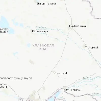 Map showing location of Baturinskaya (45.792670, 39.370650)