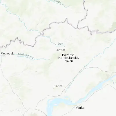 Map showing location of Bazarnyy Karabulak (52.268330, 46.414440)