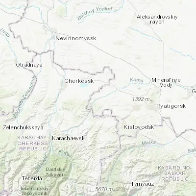 Map showing location of Bekeshevskaya (44.113890, 42.426940)