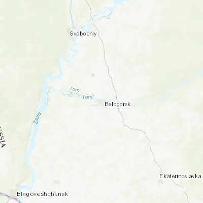 Map showing location of Belogorsk (50.916440, 128.477260)