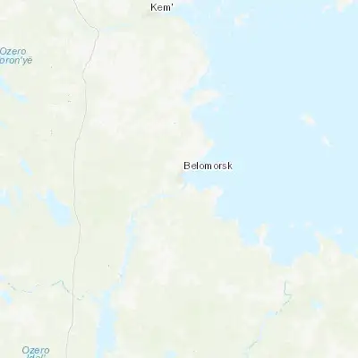 Map showing location of Belomorsk (64.523220, 34.766800)