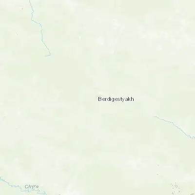 Map showing location of Berdigestyakh (62.098420, 126.695730)