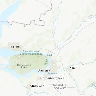 Map showing location of Berëza (53.518330, 50.139670)