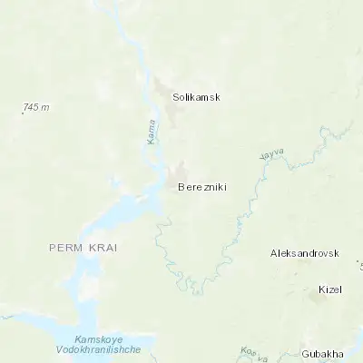 Map showing location of Berezniki (59.409100, 56.820400)