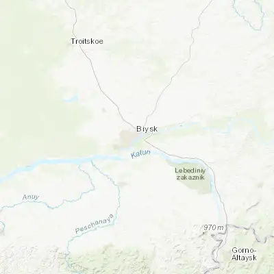 Map showing location of Biysk (52.536390, 85.207220)