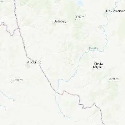 Map showing location of Bizhbulyak (53.696700, 54.264200)