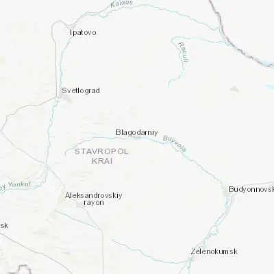 Map showing location of Blagodarnyy (45.097780, 43.436390)