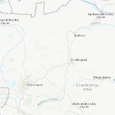 Map showing location of Blagodatnoye (45.399720, 42.586670)