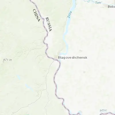 Map showing location of Blagoveshchensk (50.279610, 127.540500)