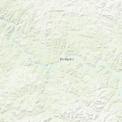 Map showing location of Bodaybo (57.850560, 114.193330)