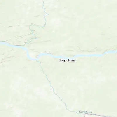 Map showing location of Boguchany (58.381390, 97.453060)