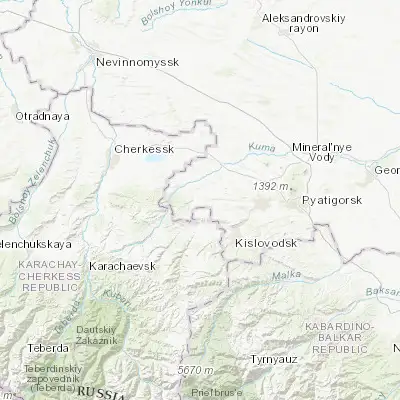 Map showing location of Borgustanskaya (44.054700, 42.528800)
