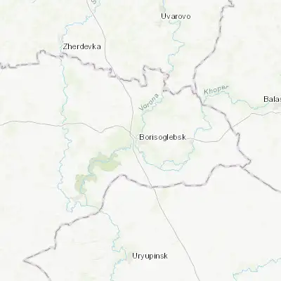 Map showing location of Borisoglebsk (51.367130, 42.084940)