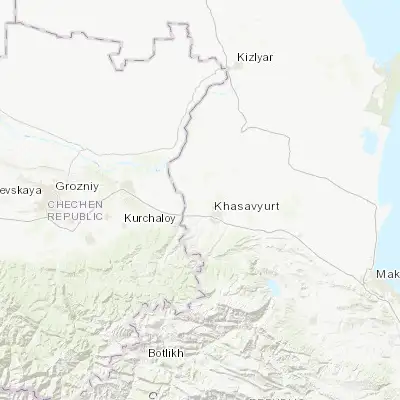 Map showing location of Botashyurt (43.308010, 46.509910)