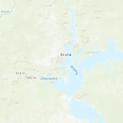 Map showing location of Bratsk (56.132500, 101.614170)