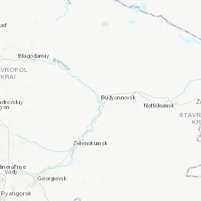 Map showing location of Budënnovsk (44.783890, 44.165830)
