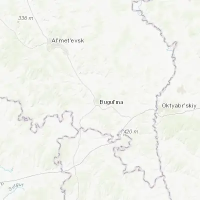 Map showing location of Bugulma (54.537800, 52.798500)