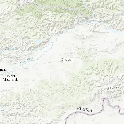 Map showing location of Chadan (51.283330, 91.583330)