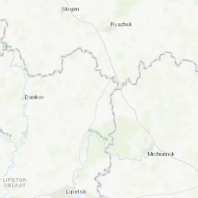 Map showing location of Chaplygin (53.243190, 39.962880)